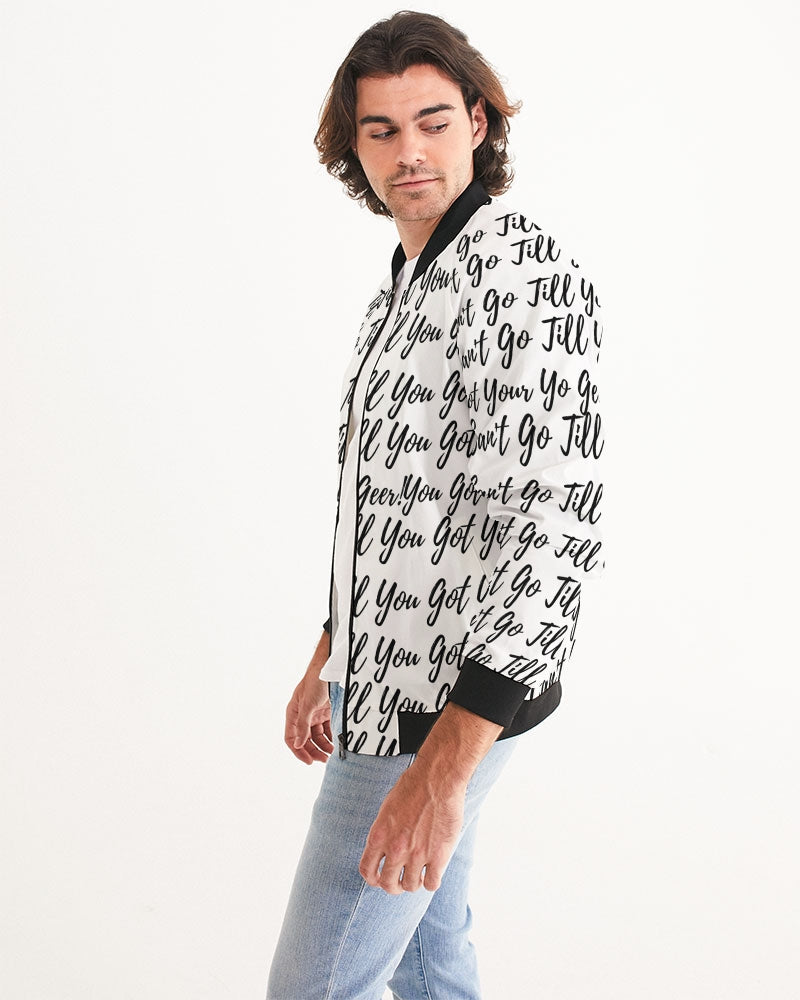 Yo Geer White Men's All-Over Print Bomber Jacket