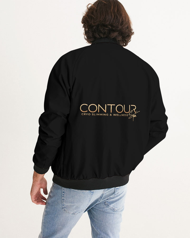 Contour Logo White Men's All-Over Print Bomber Jacket