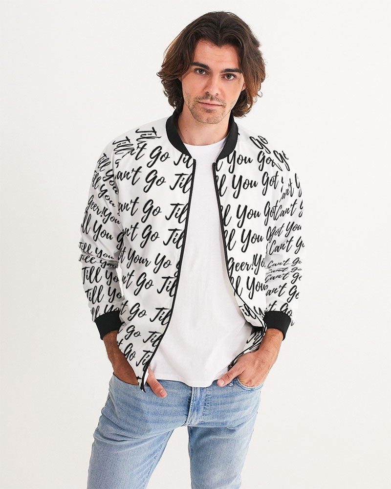 Yo Geer White Men's All-Over Print Bomber Jacket