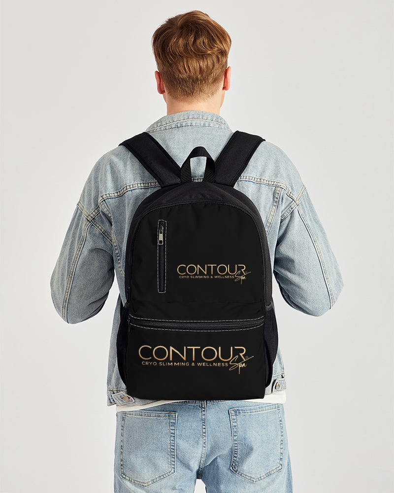 Contour Logo White Duo-Zip Front Canvas Backpack