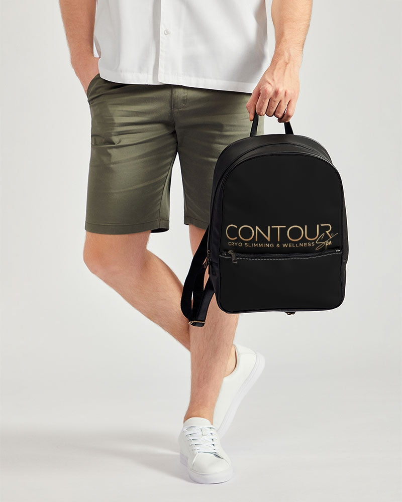 Contour Logo White Classic Faux Leather Backpack