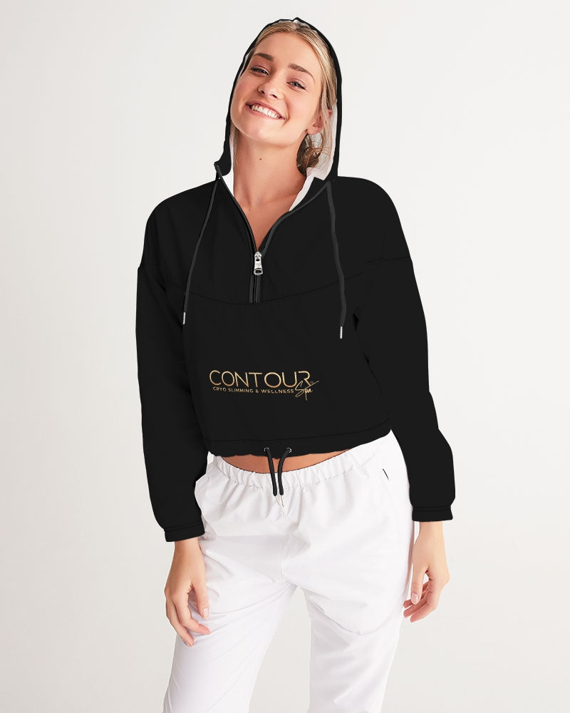 Contour Logo White Women's All-Over Print Cropped Windbreaker