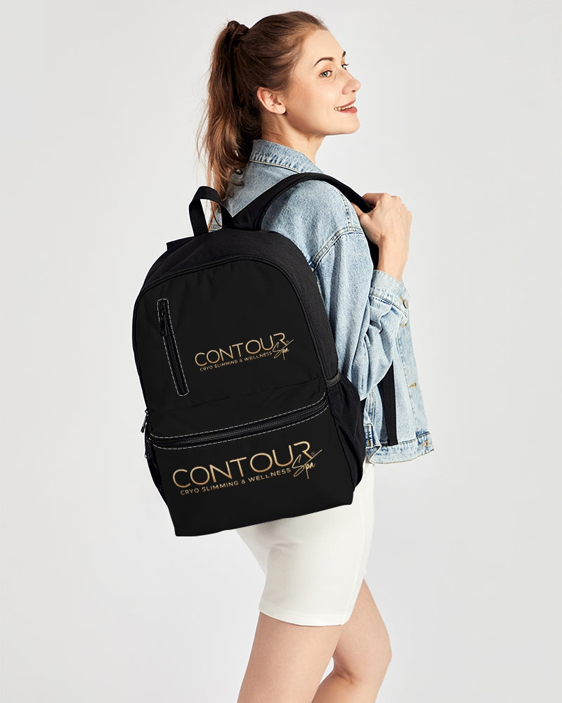 Contour Logo White Duo-Zip Front Canvas Backpack