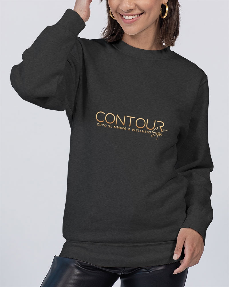 Contour Logo White Unisex Premium Crewneck Sweatshirt | Lane Seven