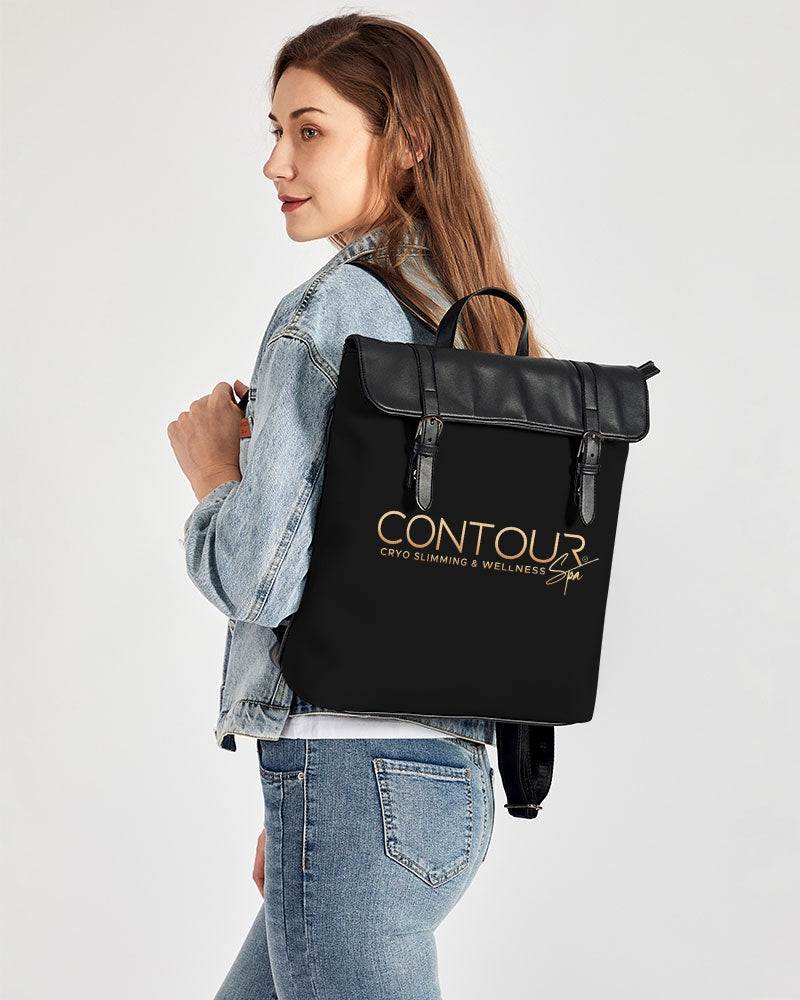 Contour Logo White Casual Flap Backpack