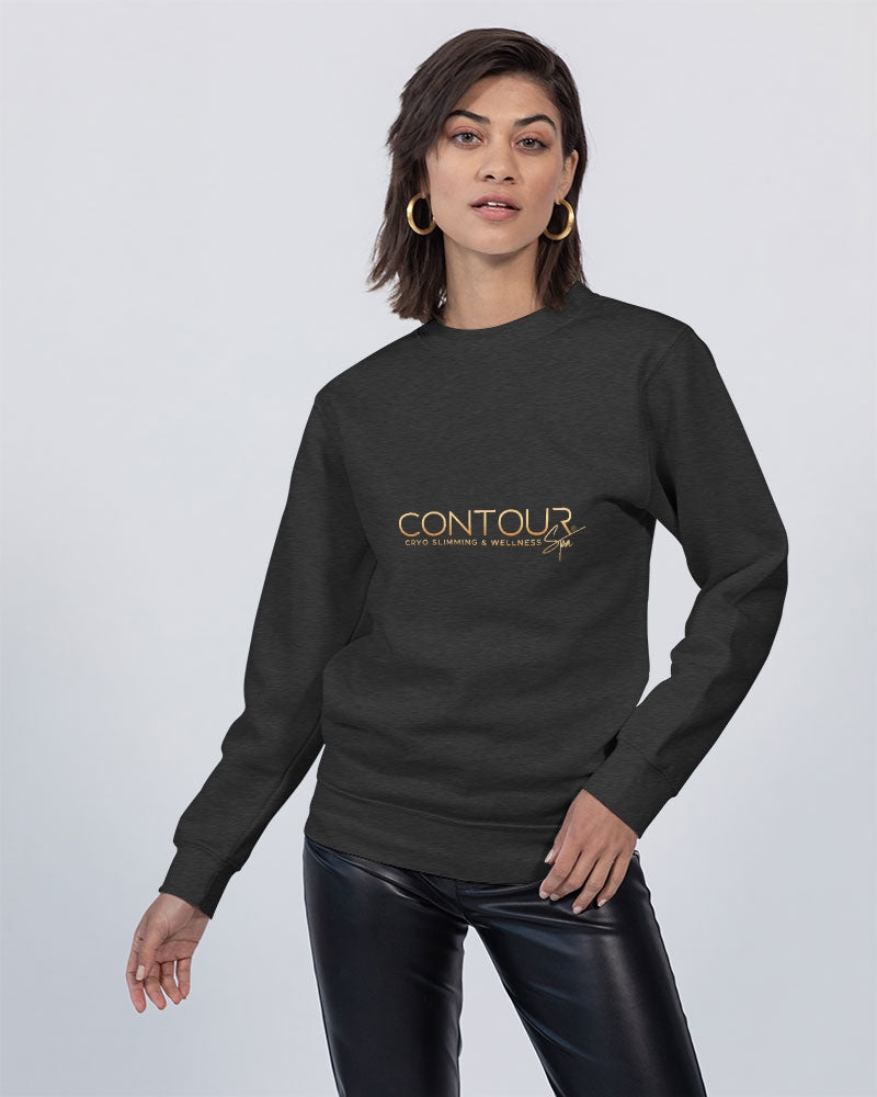 Contour Logo White Unisex Premium Crewneck Sweatshirt | Lane Seven