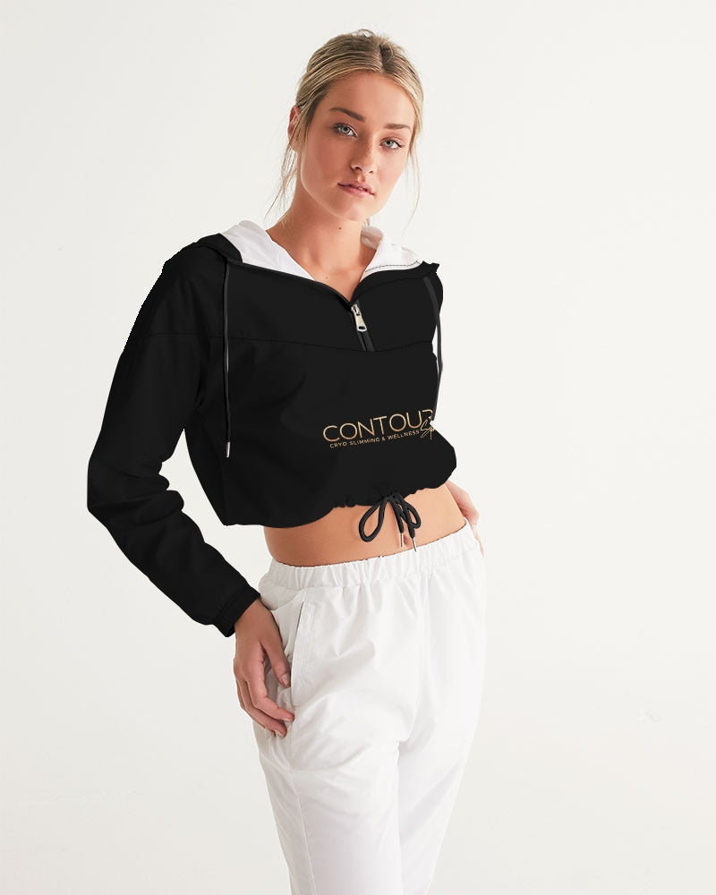 Contour Logo White Women's All-Over Print Cropped Windbreaker