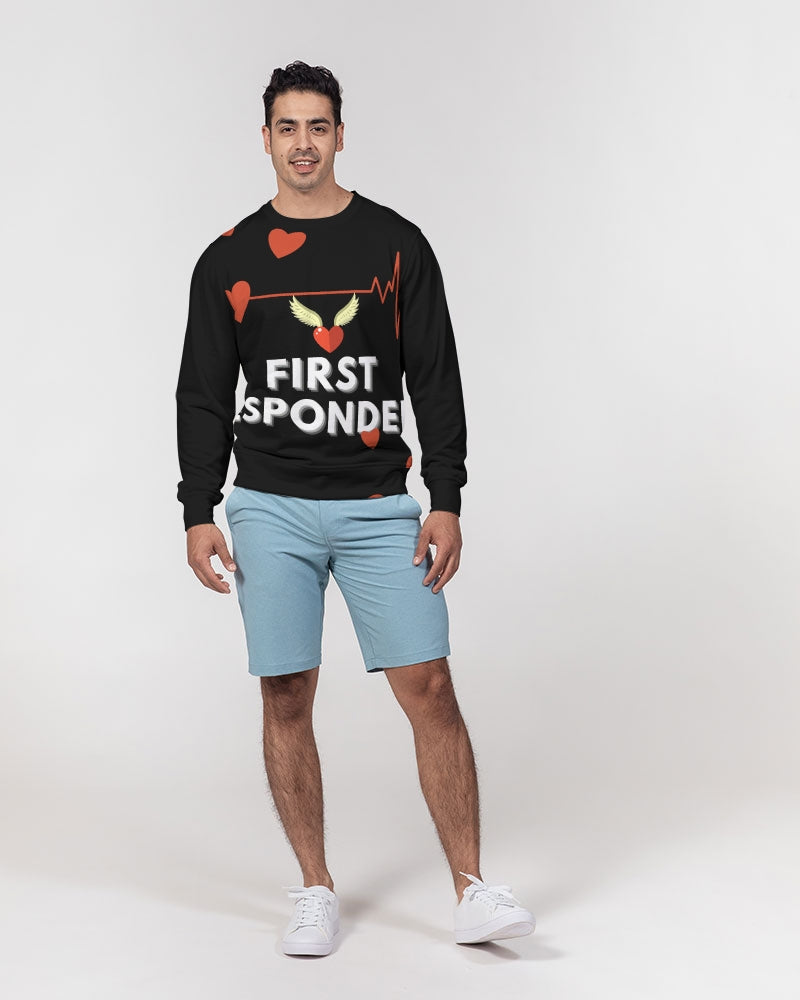 First Responders-All Heart Men's All-Over Print Classic French Terry Crewneck Pullover