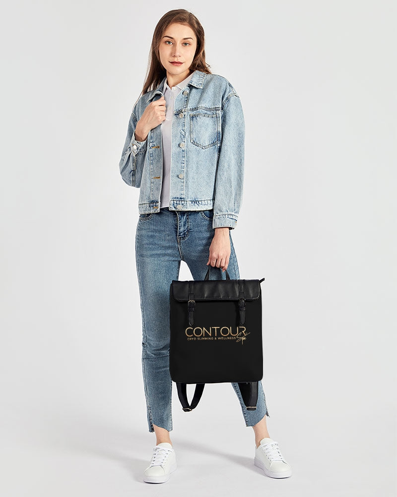 Contour Logo White Casual Flap Backpack