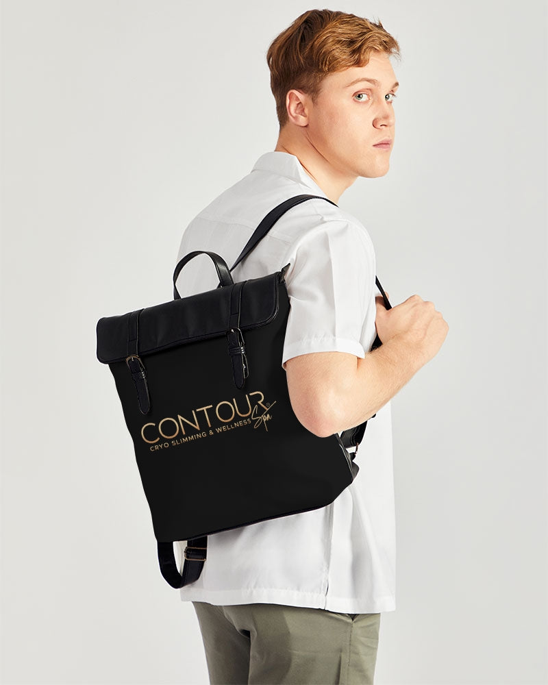 Contour Logo White Casual Flap Backpack