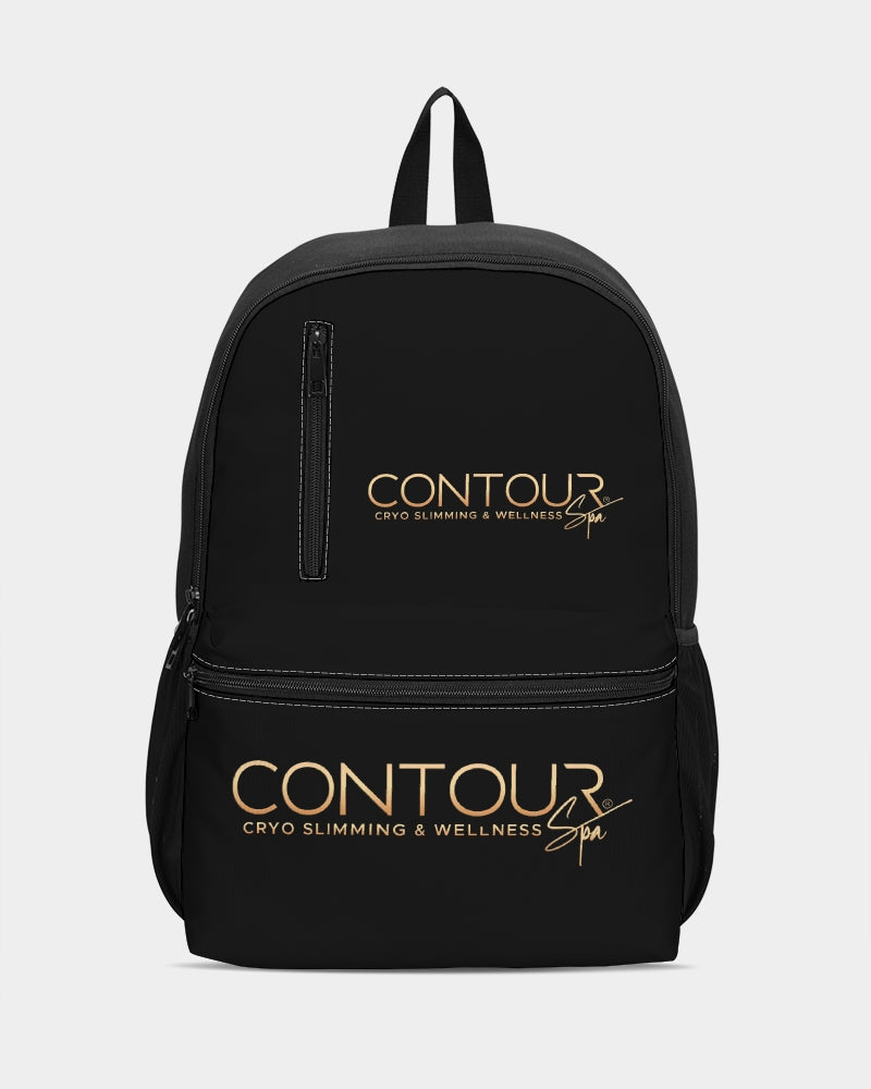 Contour Logo White Duo-Zip Front Canvas Backpack