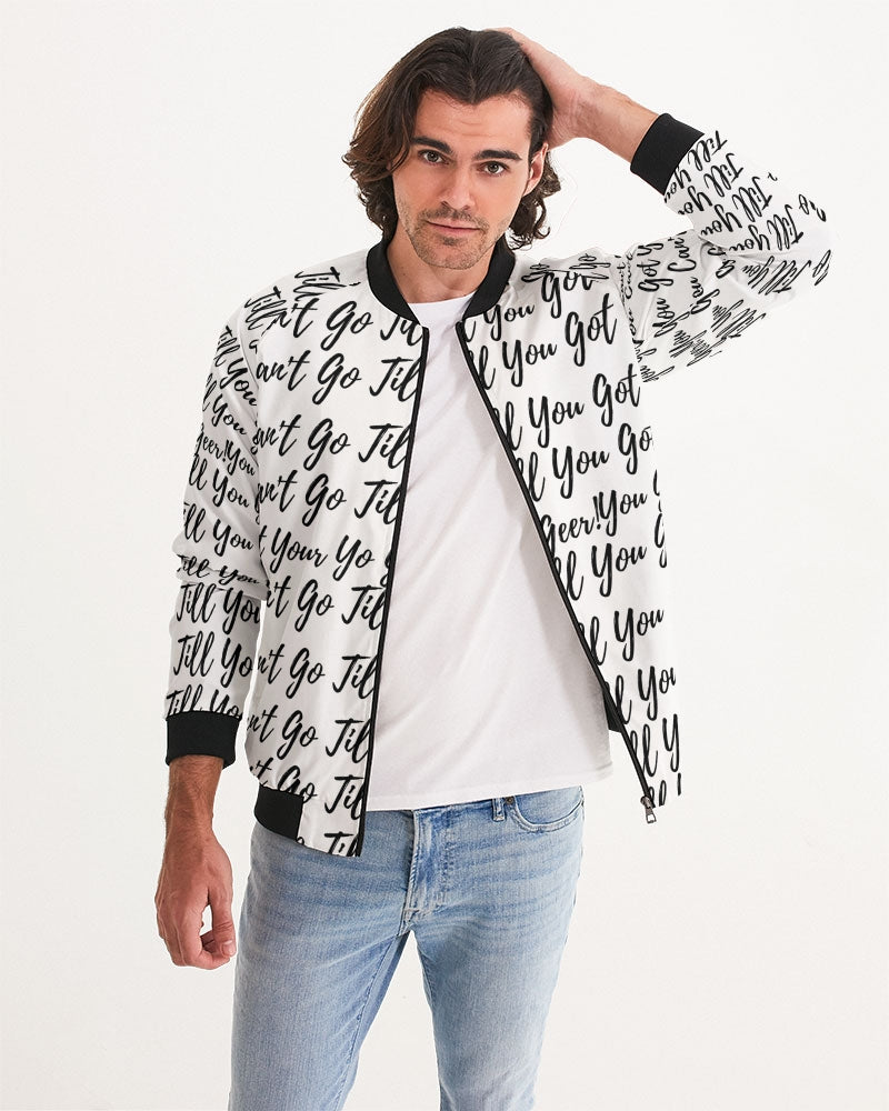 Yo Geer White Men's All-Over Print Bomber Jacket