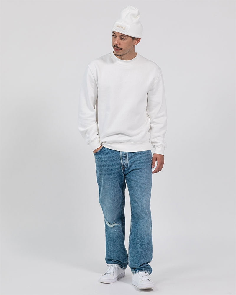 Contour Logo White Solid Knit Beanie | Sportsman