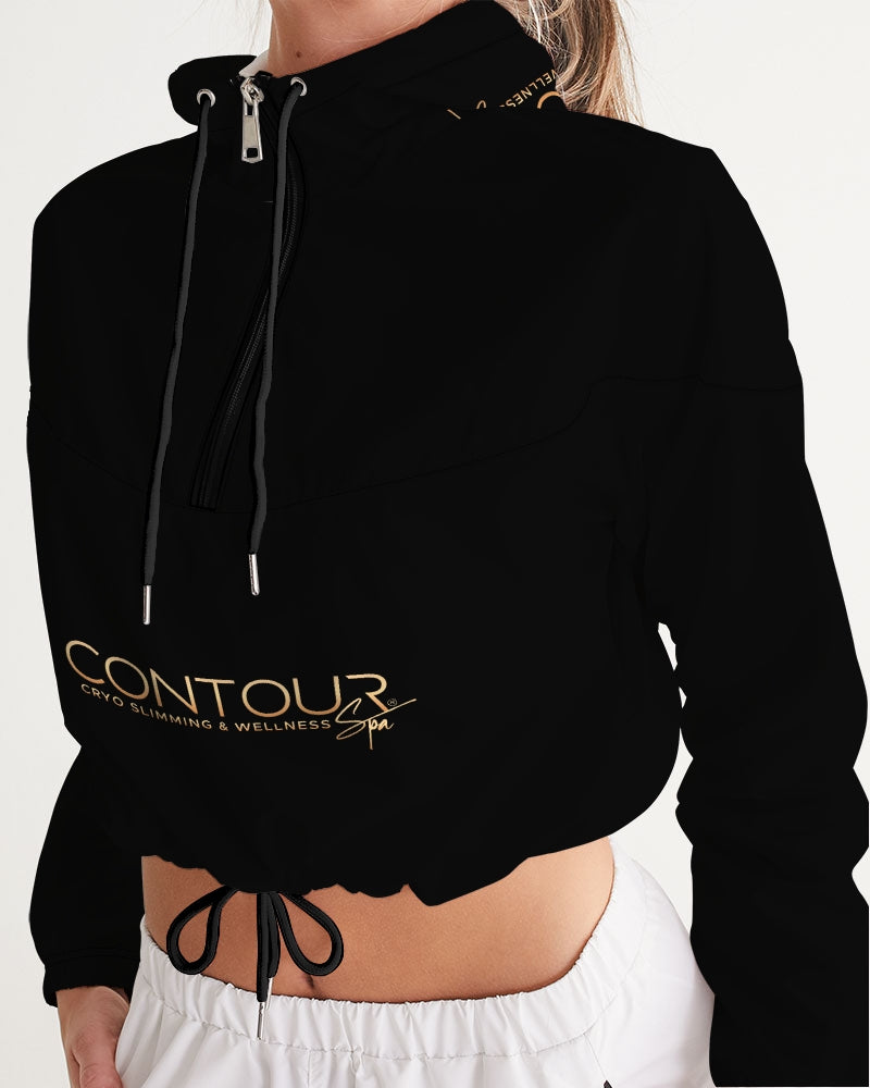 Contour Logo White Women's All-Over Print Cropped Windbreaker