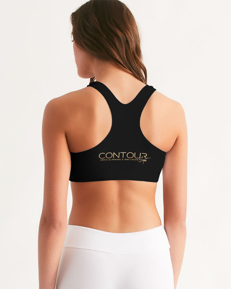 Contour Logo White Women's All-Over Print Seamless Sports Bra