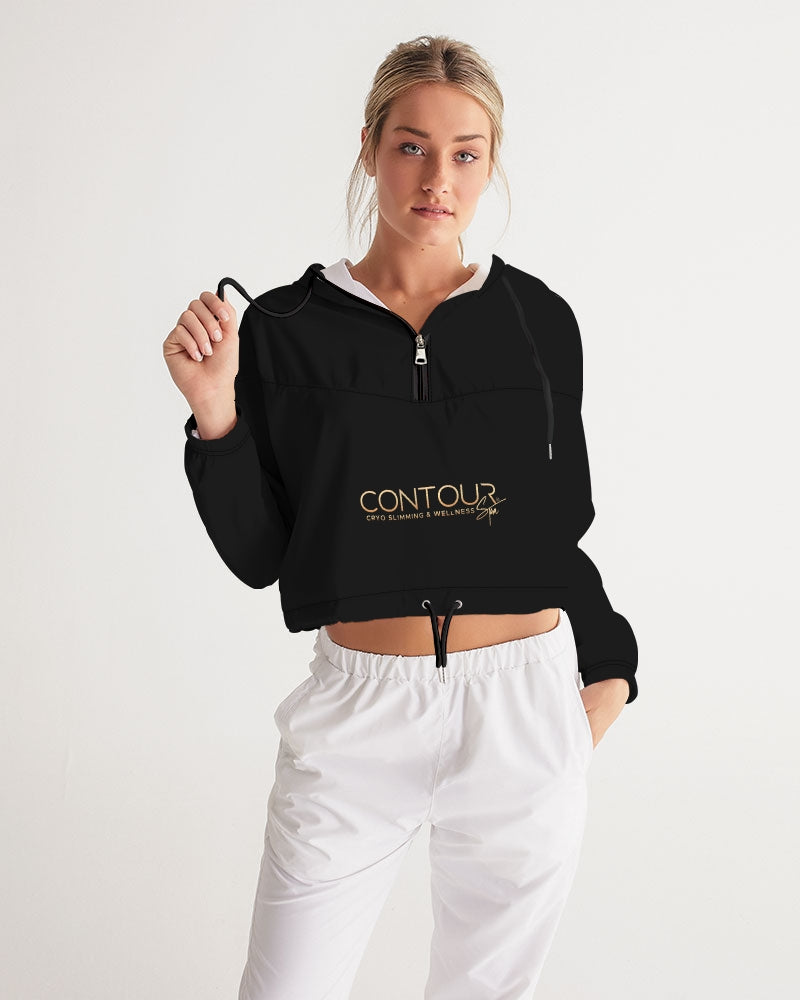 Contour Logo White Women's All-Over Print Cropped Windbreaker