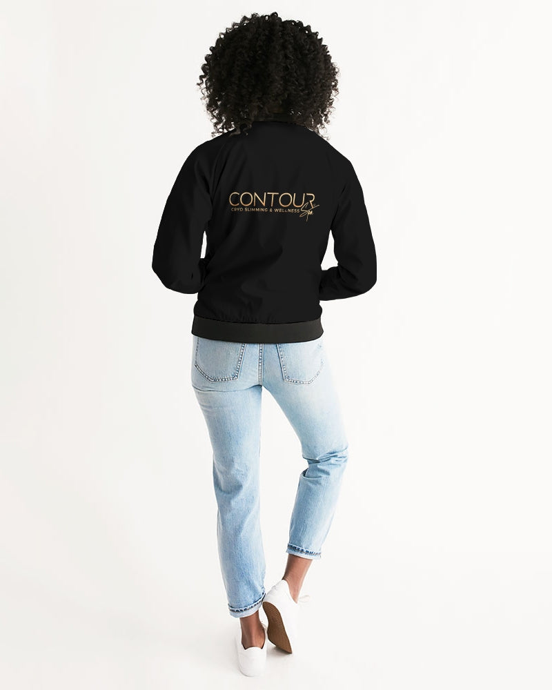 Contour Logo White Women's All-Over Print Bomber Jacket