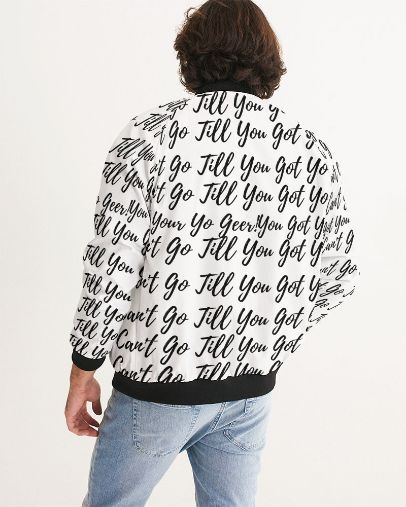 Yo Geer White Men's All-Over Print Bomber Jacket