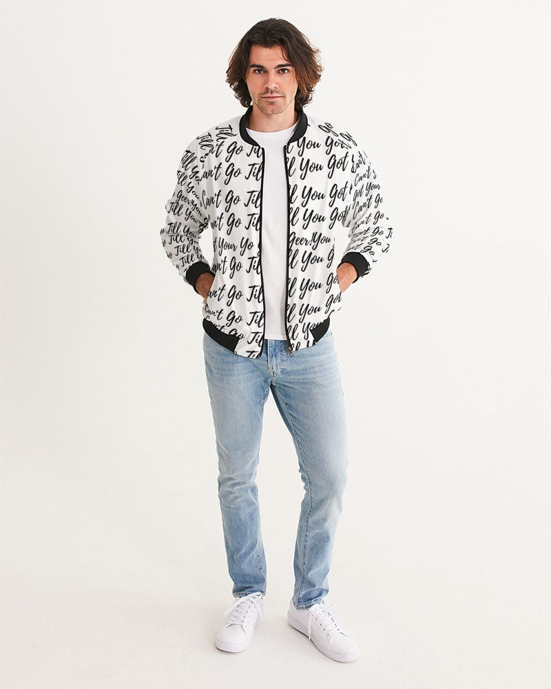 Yo Geer White Men's All-Over Print Bomber Jacket