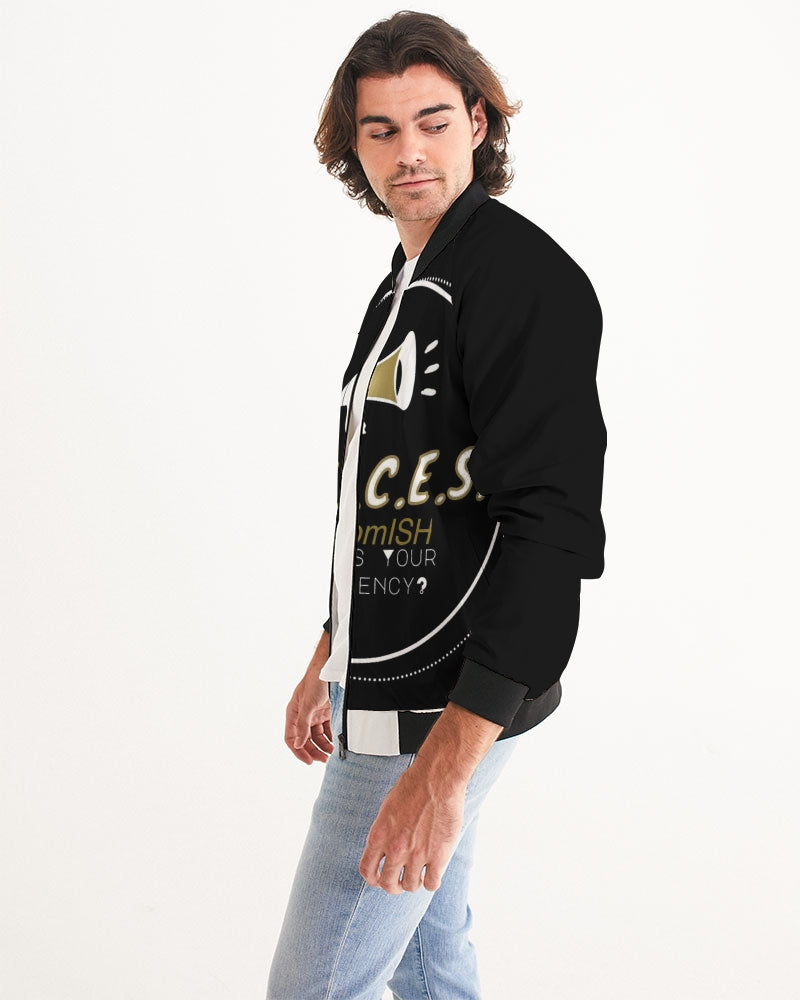 VOICES_Logo_Draft_9_WHITE_BLACK copy Men's All-Over Print Bomber Jacket