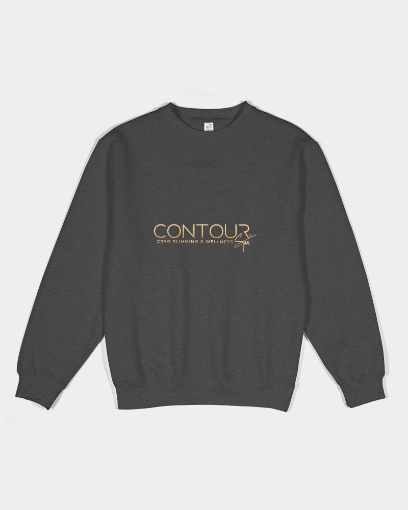 Contour Logo White Unisex Premium Crewneck Sweatshirt | Lane Seven