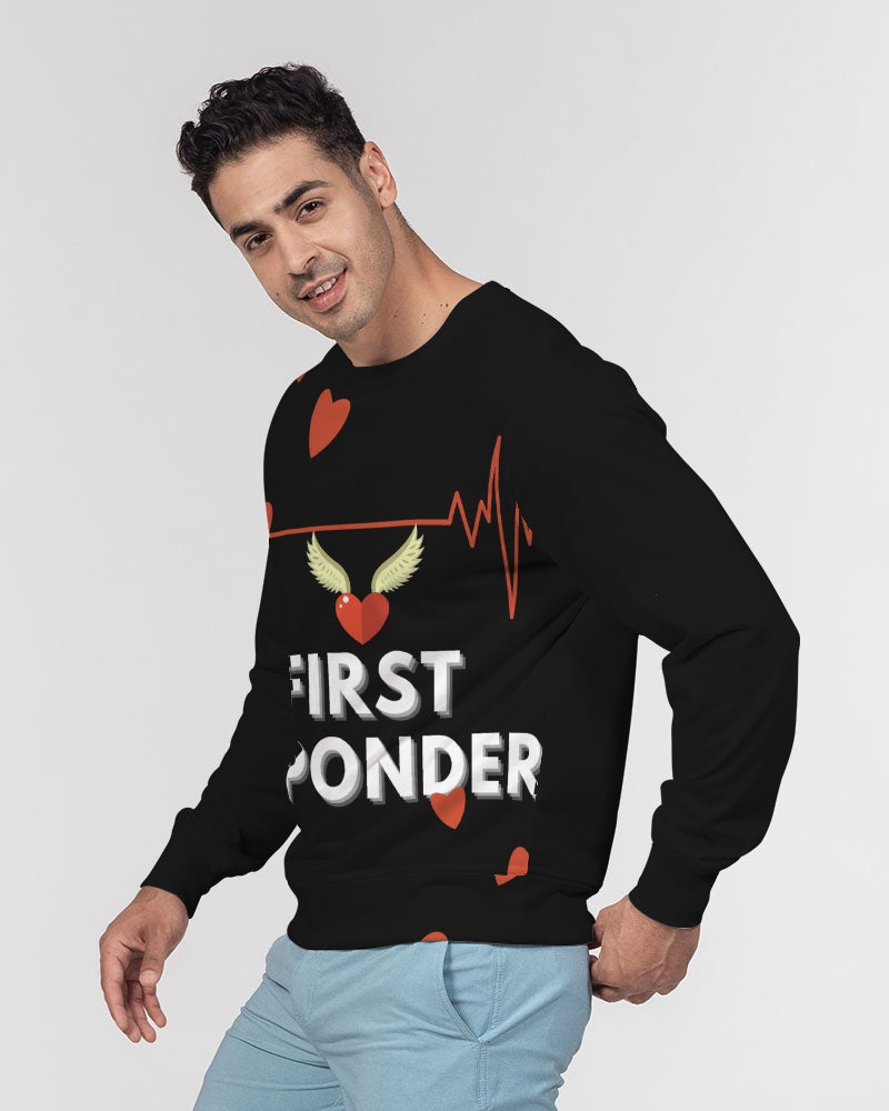 First Responders-All Heart Men's All-Over Print Classic French Terry Crewneck Pullover