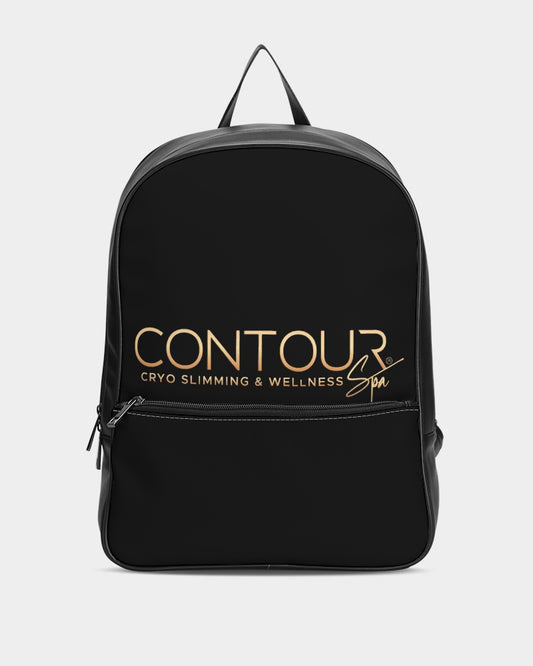 Contour Logo White Classic Faux Leather Backpack