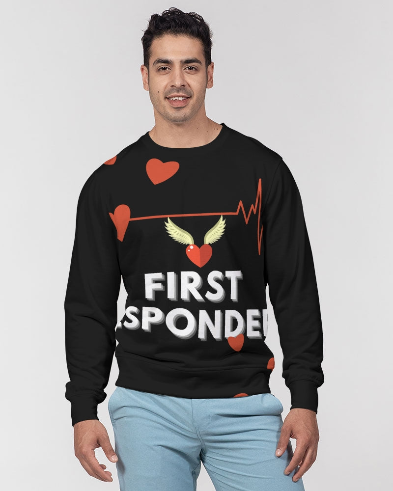 First Responders-All Heart Men's All-Over Print Classic French Terry Crewneck Pullover