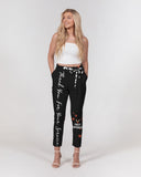 Just Black Background Women's Belted Tapered Pants