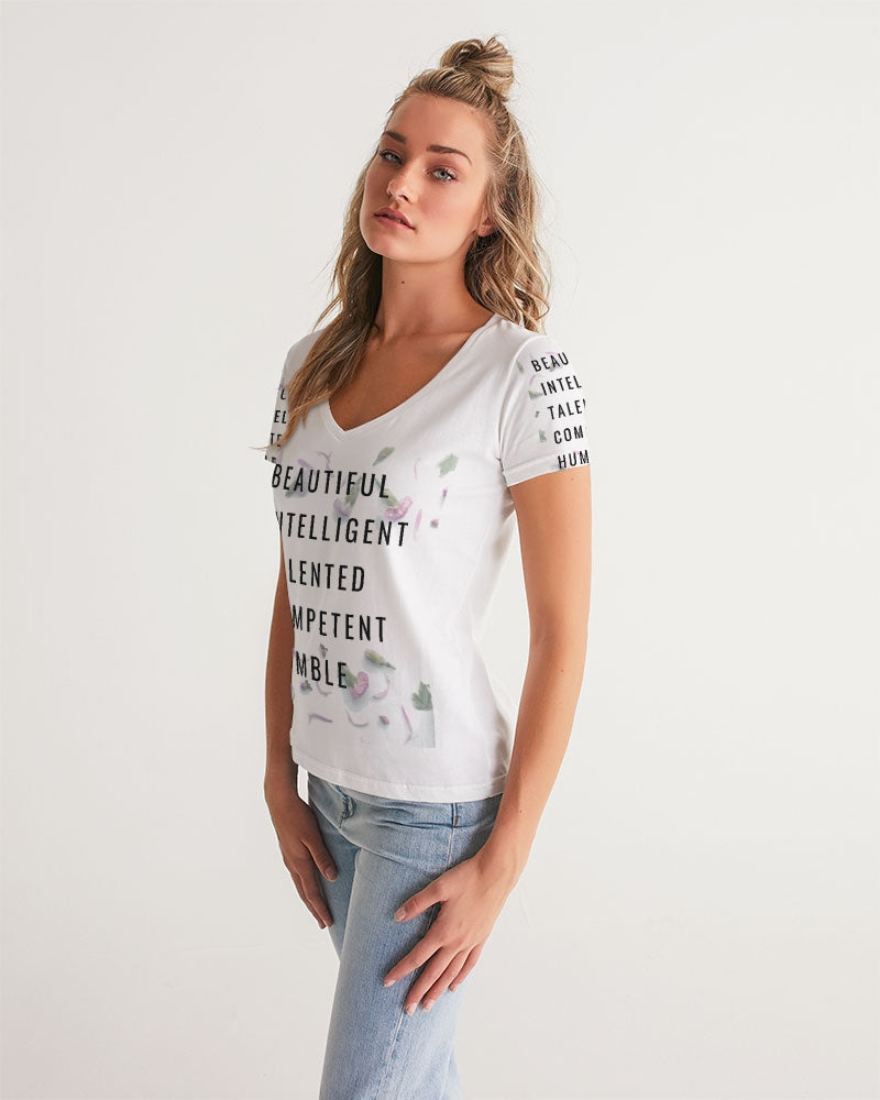 Women's V-Neck Tee-Beautiful B*%$h