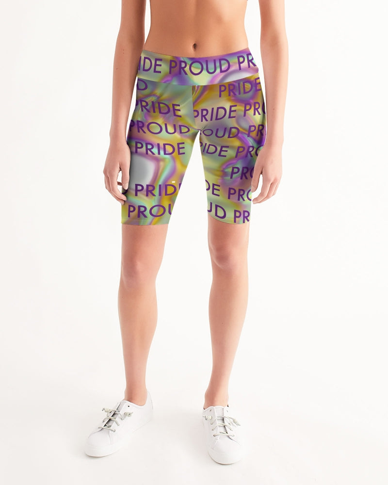 Women's Mid-Rise Bike Shorts-PRIDE PROUD_Too
