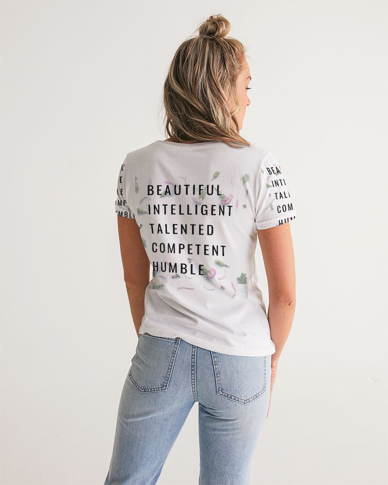 Women's V-Neck Tee-Beautiful B*%$h
