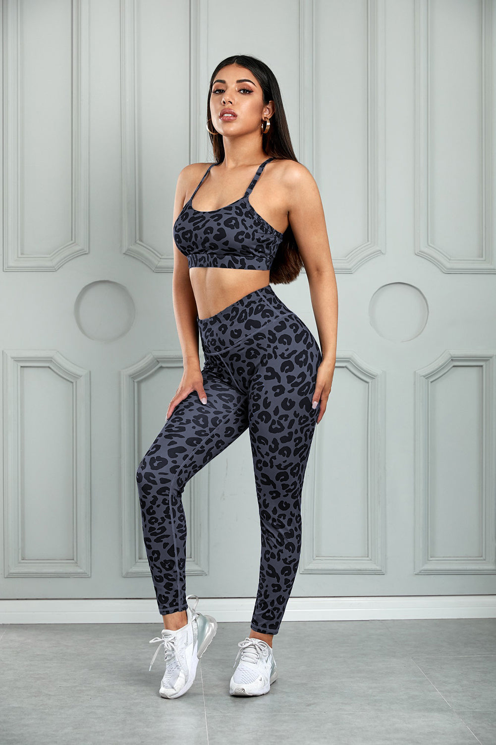 Sports Bra and Leggings Set-Leopard