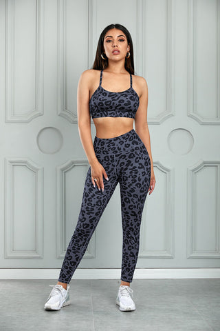 Sports Bra and Leggings Set-Leopard