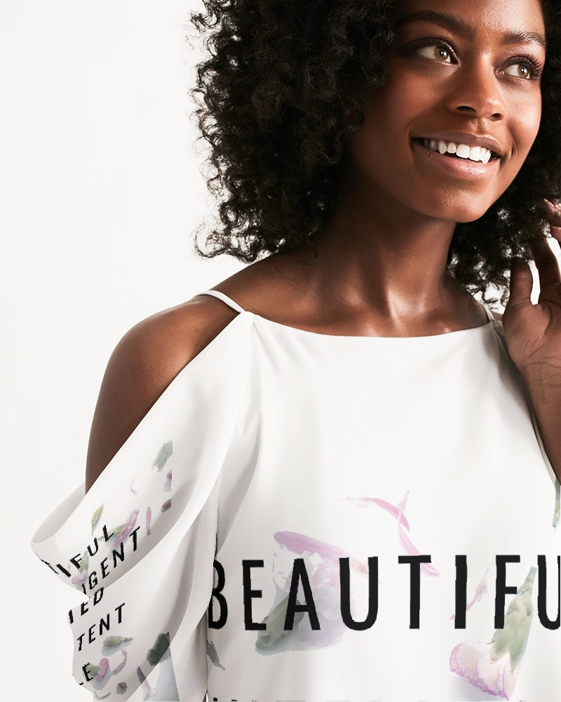 Women's Open Shoulder A-Line Dress-Beautiful B*%$h