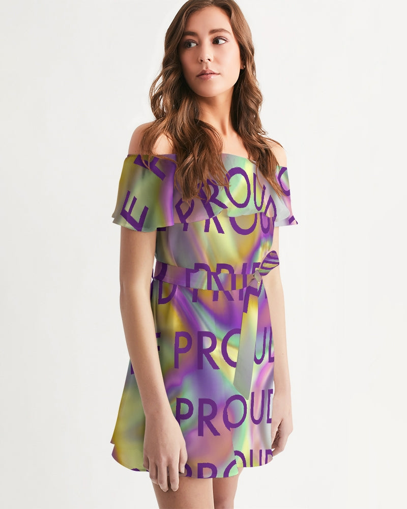 Women's Off-Shoulder Dress-PRIDE PROUD_Too