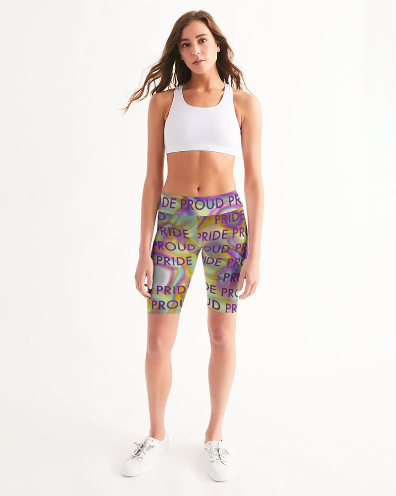 Women's Mid-Rise Bike Shorts-PRIDE PROUD_Too