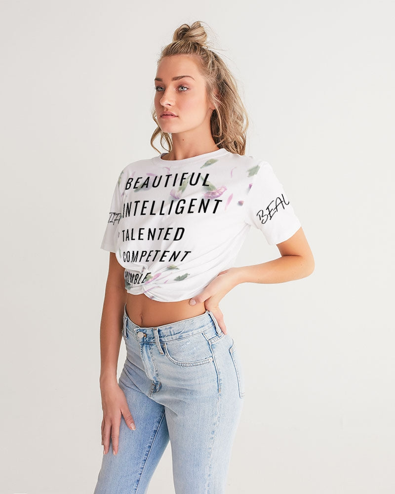 Women's Twist-Front Cropped Tee-Beautiful B*%$h