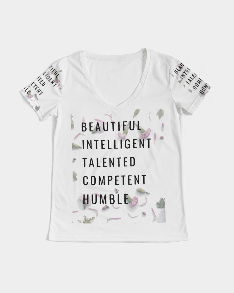 Women's V-Neck Tee-Beautiful B*%$h