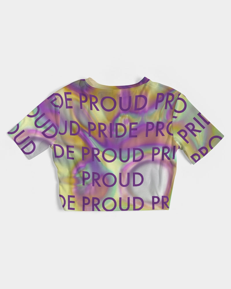 Women's Twist-Front Cropped T Shirt-PRIDE PROUD_Too