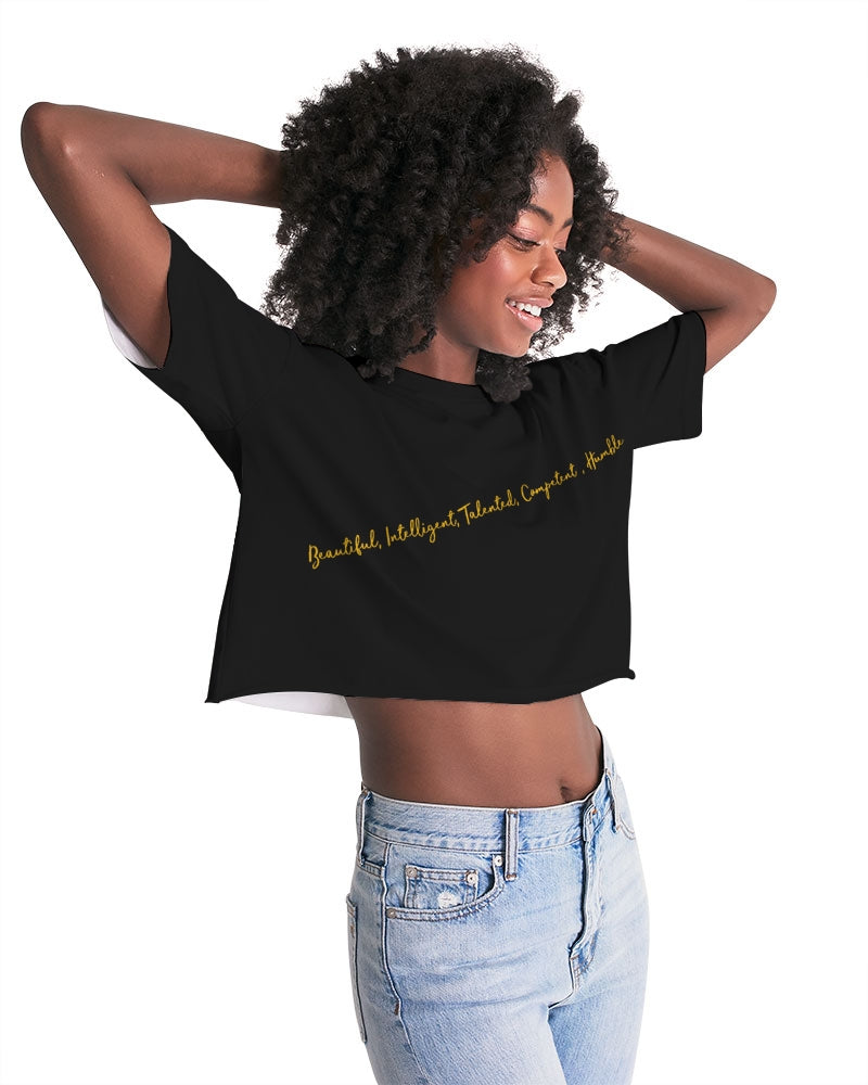 Women's Lounge Cropped Tee-Just Black Background