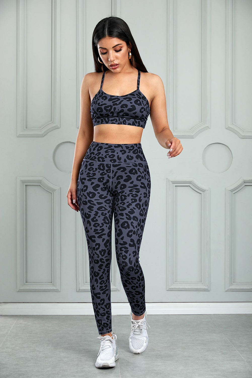Sports Bra and Leggings Set-Leopard