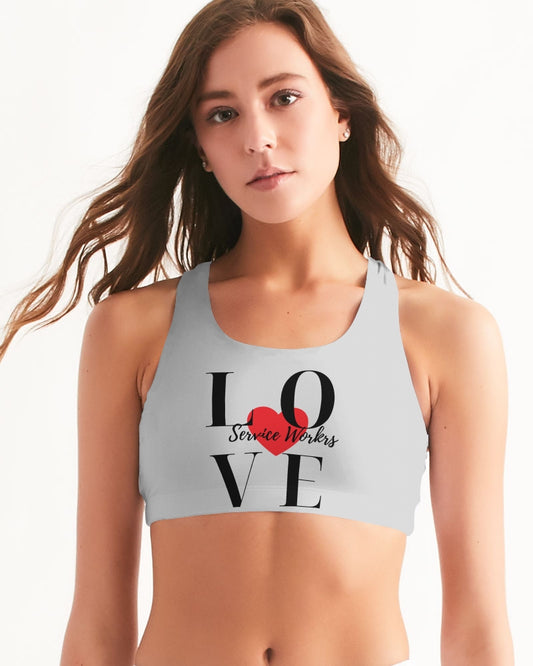 Love Service Workers Women's All-Over Print Seamless Sports Bra