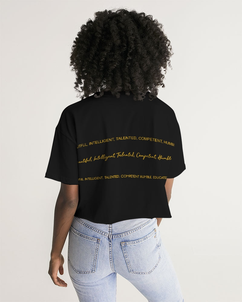 Women's Lounge Cropped Tee-Just Black Background