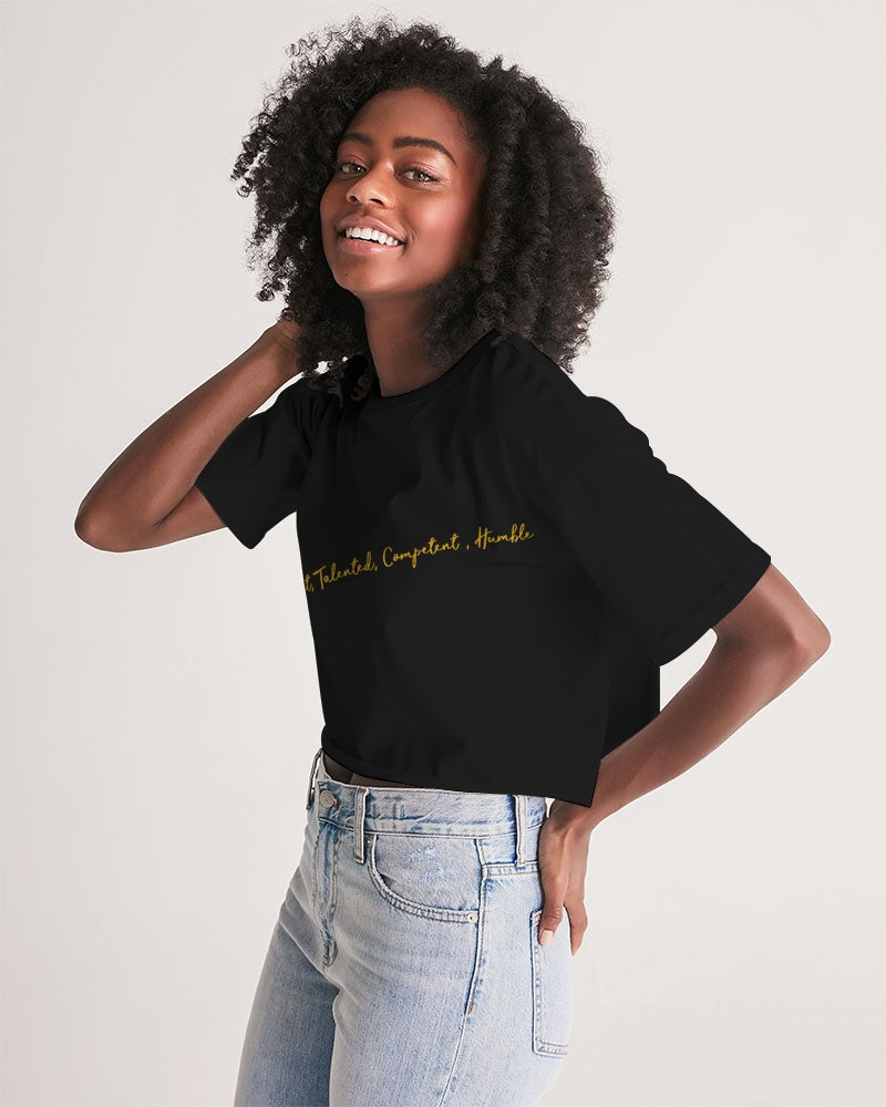 Women's Lounge Cropped Tee-Just Black Background