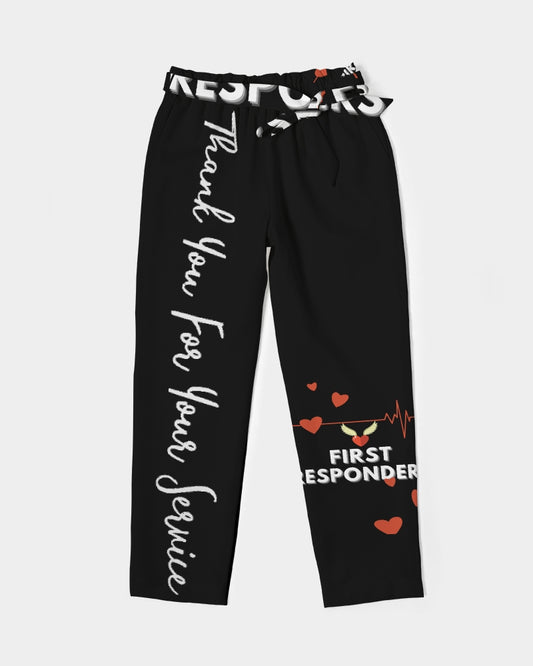 Women's Belted Tapered Pants-Just Black Background