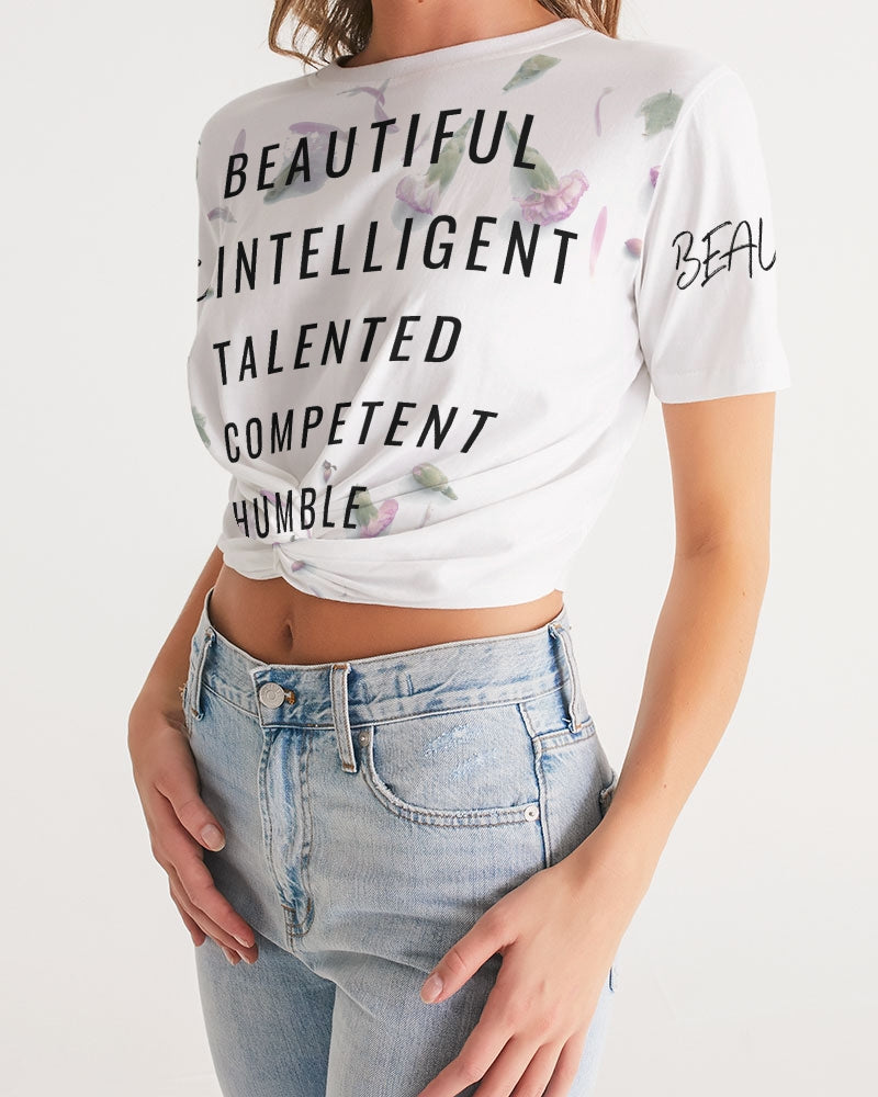 Women's Twist-Front Cropped Tee-Beautiful B*%$h