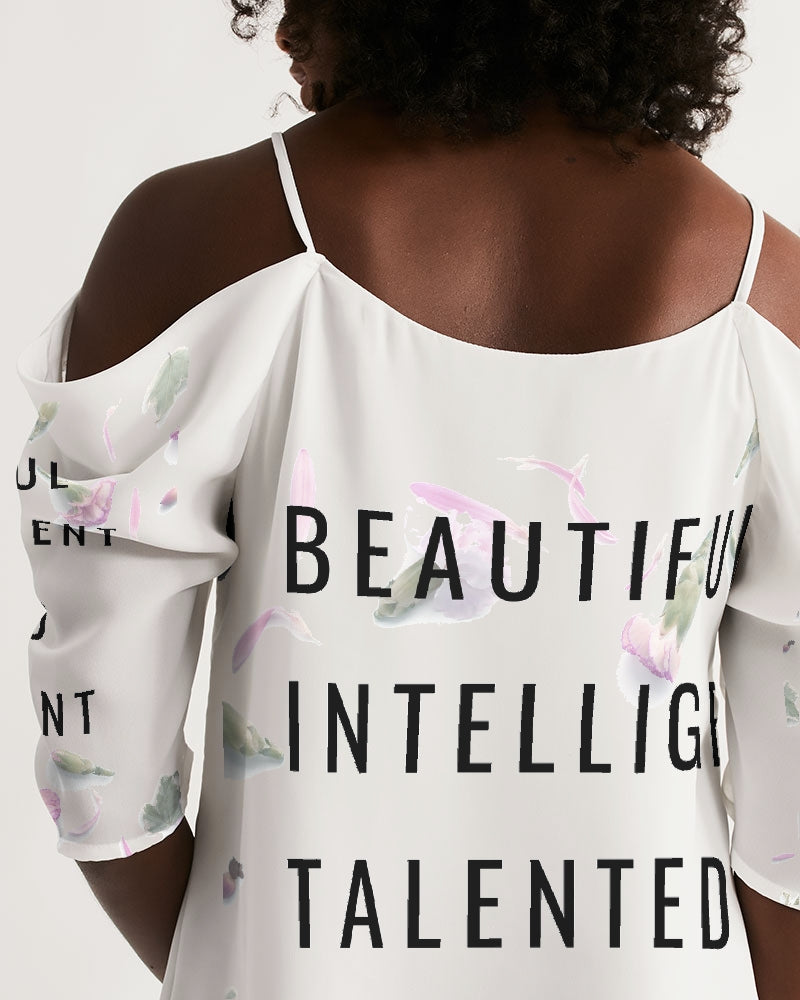 Women's Open Shoulder A-Line Dress-Beautiful B*%$h