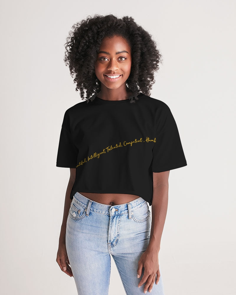 Women's Lounge Cropped Tee-Just Black Background