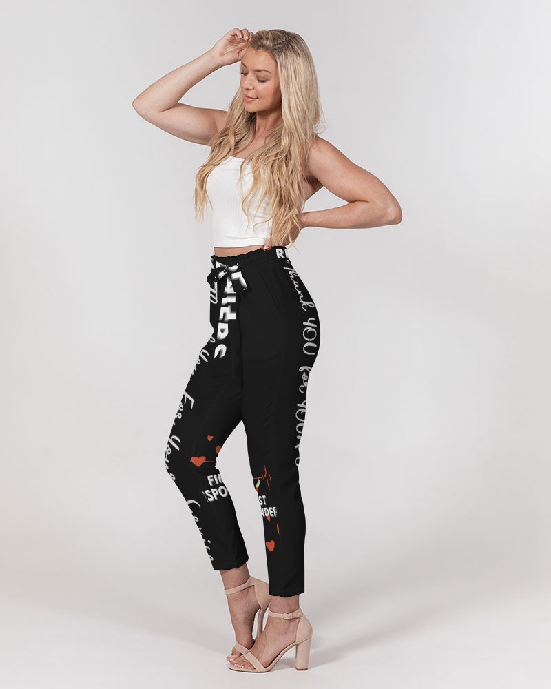 Women's Belted Tapered Pants-Just Black